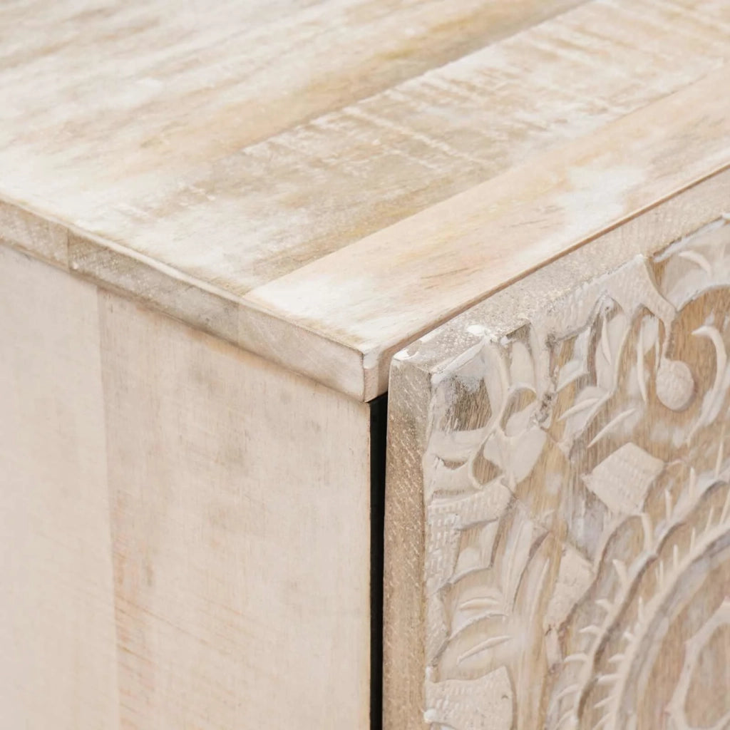 Mobile TV Bianco 105 x 33,5 x 46 cm Legno di mango massello 4018382