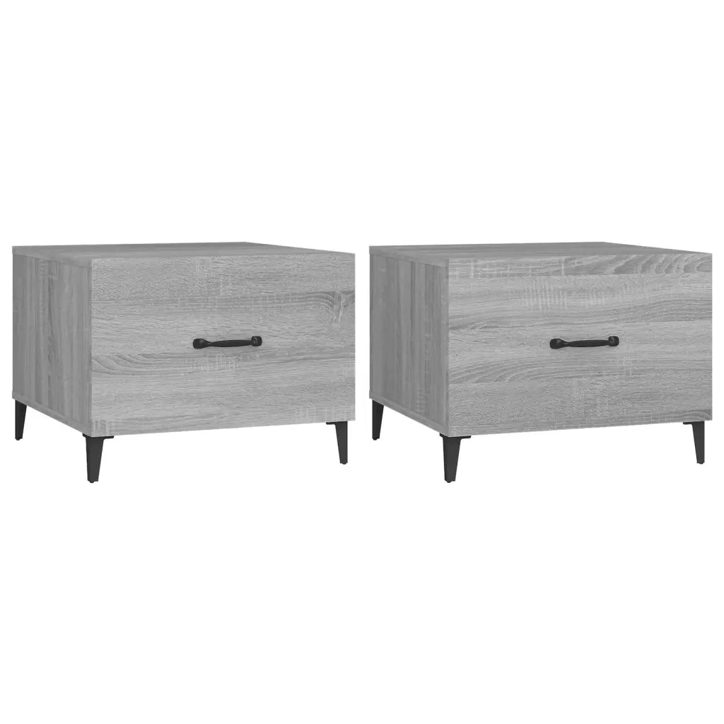 2 pz Tavolini salotto | Tavolino da caff¨¨ | Tavolino da Soggiorno Gambe in Metallo Grigio Sonoma 50x50x40 cm