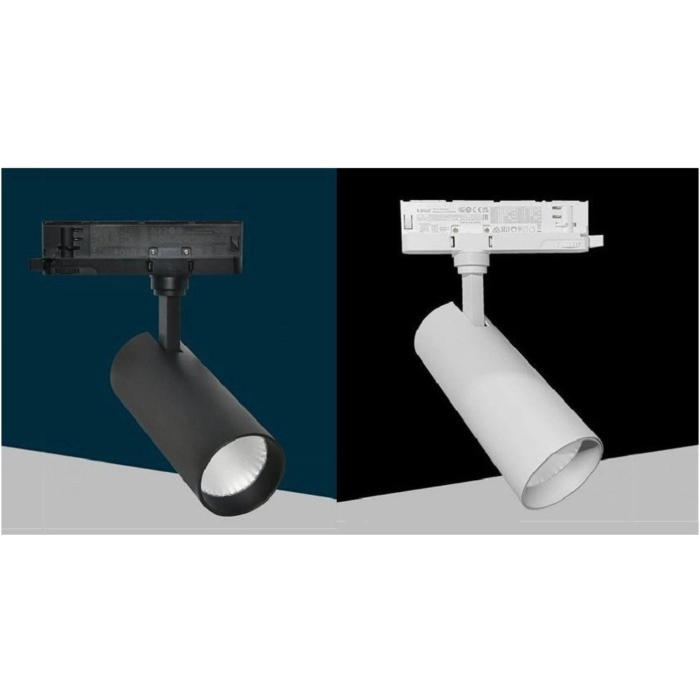 Trade Shop - Faretto Led 30 W Binario Track Trifase Faro Luce 4000k Ip20 Nero Bianco Pt4-30w -