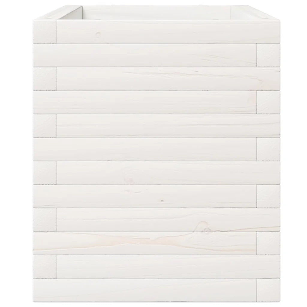 Fioriera da Giardino Bianca 110x40x49,5 cm Legno Massello Pino