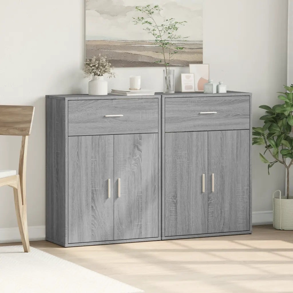 Credenze 2 pz | Madia | Buffet da pranzo | Armadio da pranzo Grigio Sonoma 60x30x84 cm in Legno Multistrato