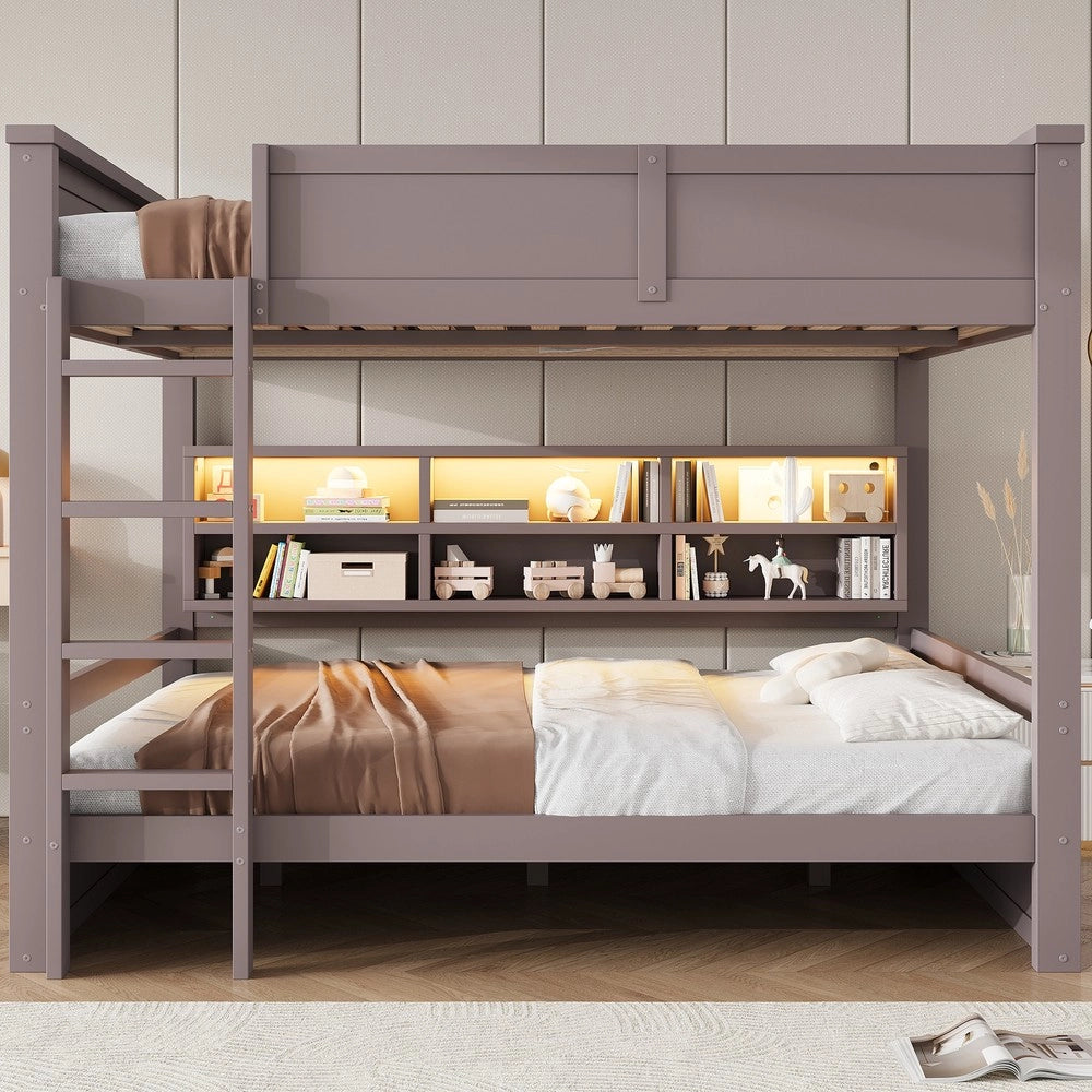 Letto a Castello con Contenitore e LED ¨C MINIMAL ¨C Marrone 160x200