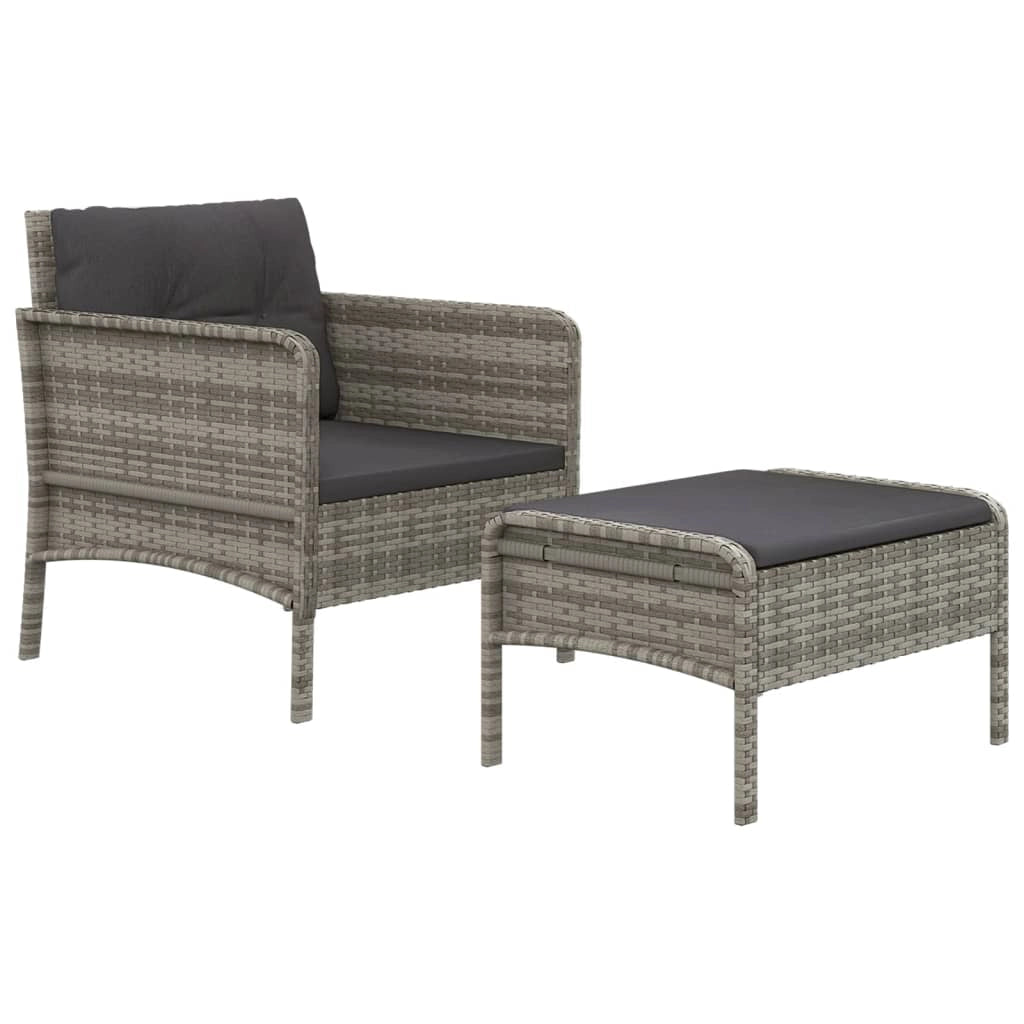 Set di mobili da giardino mobili da esterno set da 2 pezzi con cuscini in vimini di resina grigia 02_0015894