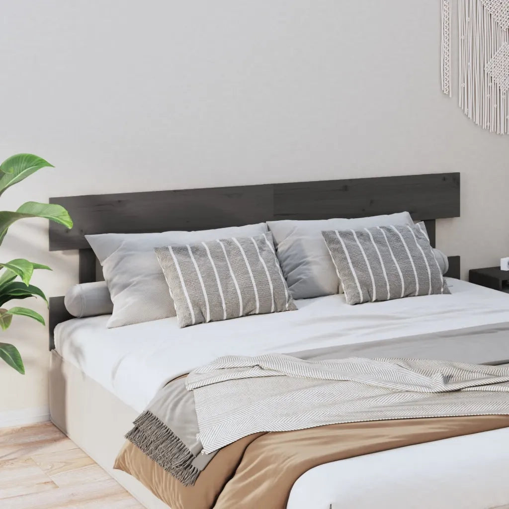 Testiera per Letto Grigia 204x3x81 cm in Legno Massello di Pino 819092