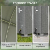 Capanno Attrezzi Tenda Garage con Copertura Anti UV e Telaio in Metallo, 120x179x165cm, Grigio Chiaro