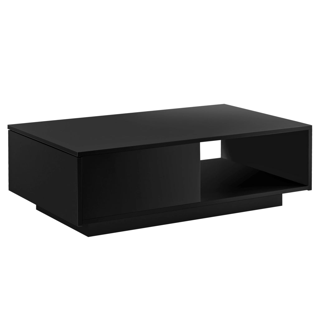Tavolino da Caffè Biskra con Cassetto e Scomparto Aperto 95 x 55 x 31 cm - Nero Lucido [en.casa]