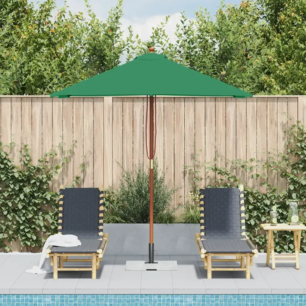 Ombrello | Parasolne da Esterni con Palo in Legno 150x200 cm Verde