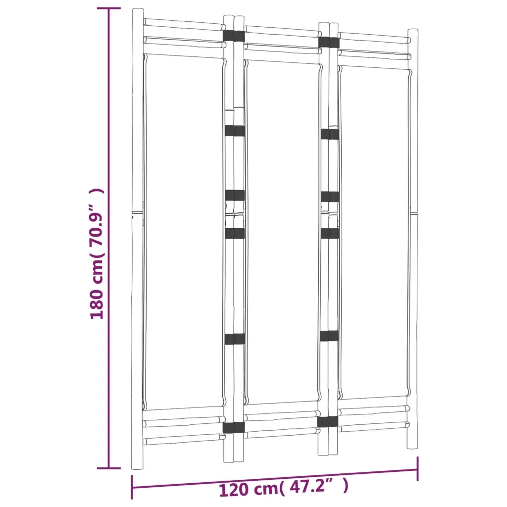 Divisorio Ambienti | Divider per stanze | Paravento 3 Pannelli Pieghevole 120 cm Bamb¨´ e Tela