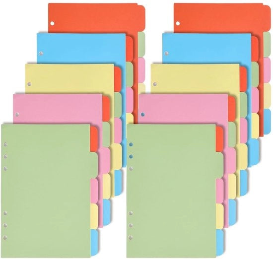 Set di distribuzione colla 8 pezzi - 6 schede - Plastica - A5 - Organizzazione documenti - Rosa - 48 fogli - Indicatrici schede