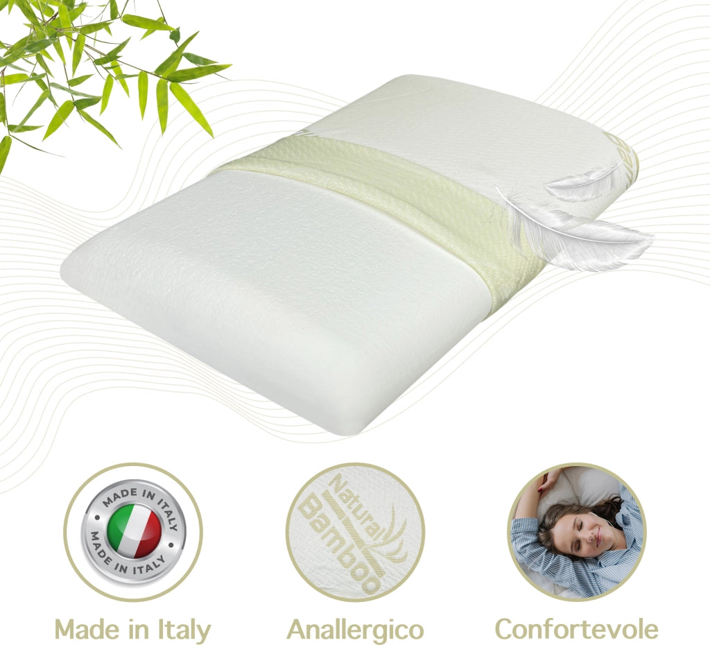Coppia Guanciali In Vero Memory Foam Cuscino Saponetta Fodera Bambù Guanciale Saponetta Made In Italy Cuscino Letto Antiacaro