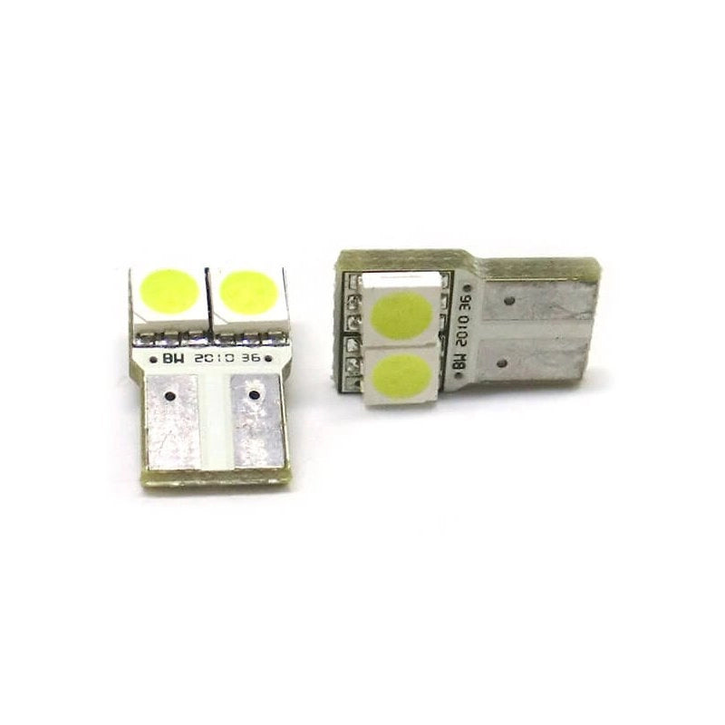 Lampada Led T10 W5W 2 Smd 5050 No Polarita Luci Targa Portiere Auto 12V Bianco