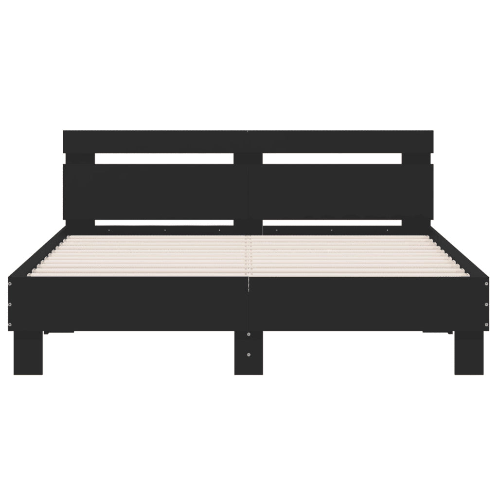 Giroletto con Testiera-Struttura Letto con testiera Nero 140x200 cm in Legno Multistrato