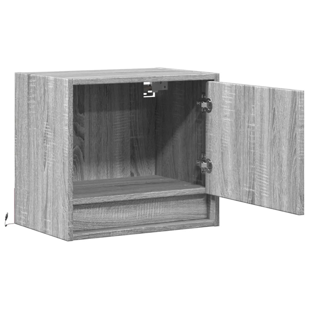 Comodini a Parete con luci LED 2 pz Grigio Sonoma 852086