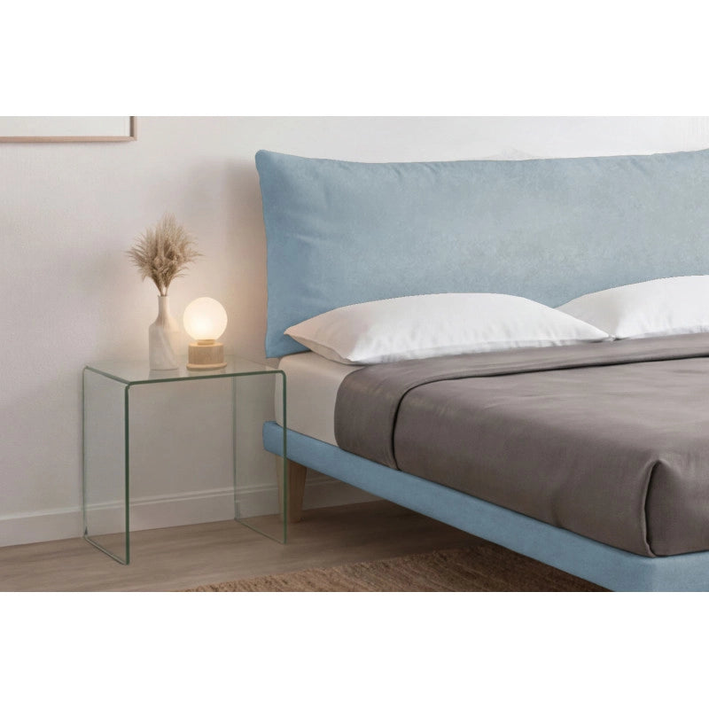 Letto imbottito Letto Matrimoniale alla Francese 140x190 cm Soft - Con rete,Microfibra,Azzurro