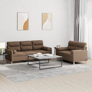 Set di Divani 2 pz con Cuscini Marrone in Tessuto 3201619