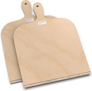Pizzaschep in legno per pizza - schiacciapizza - pizzabord - con superficie ruvida - modello Y - set da 2 pezzi - dimensioni L - 32 x 32 cm - accessori da cucina - accessori per pizza