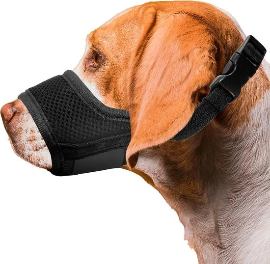 Collare di controllo per cani adattabile e respirante in nylon - Collare a maglia morbido per cani piccoli e medi - Resistente ai morsi - Nero - Taglia XS