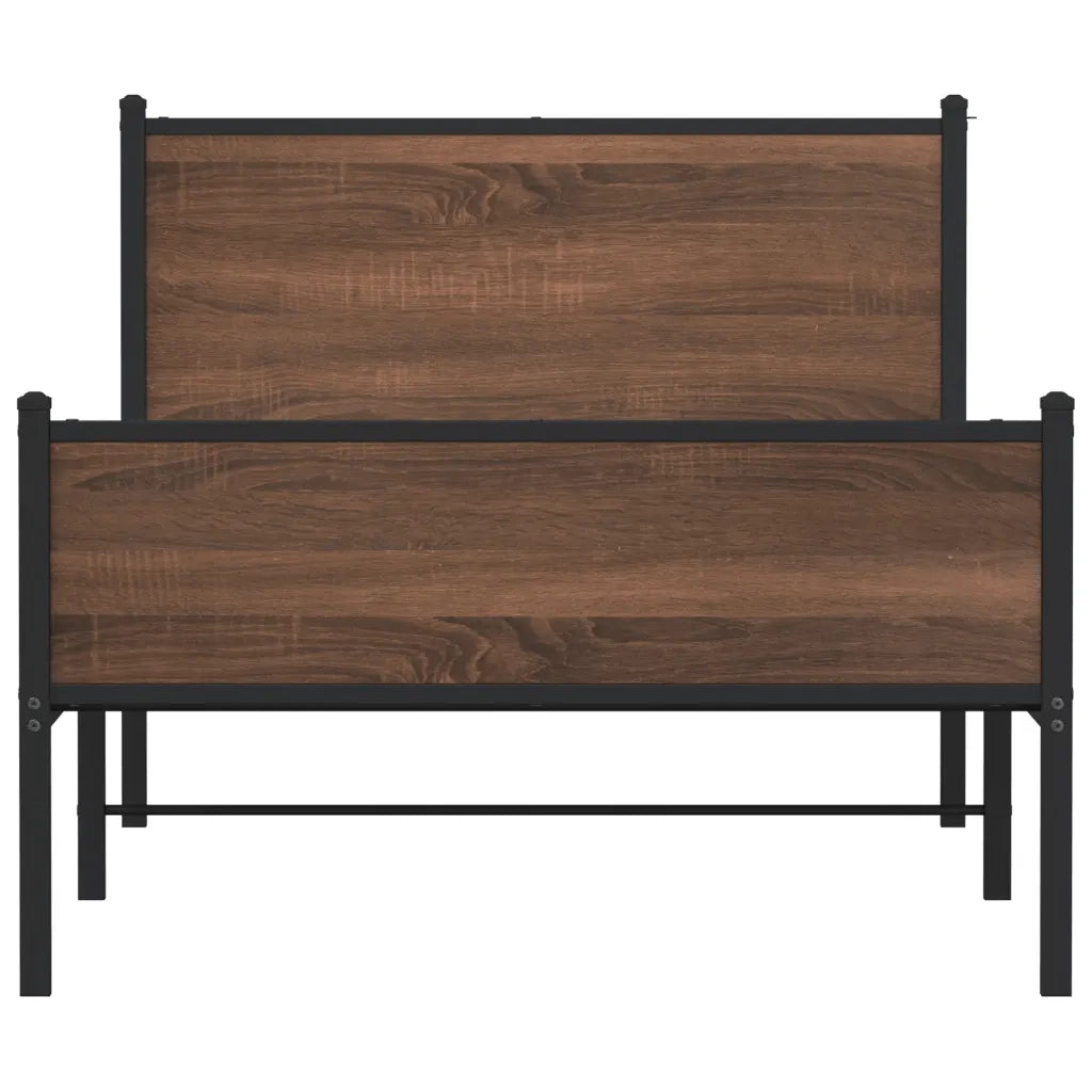 vidaXL Giroletto senza Materasso in Metallo Rovere Marrone 100x190 cm