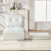 Poltrona letto 2 in 1 estraibile con tasche laterali design senza braccioli per piccoli spazi in lino bianco
