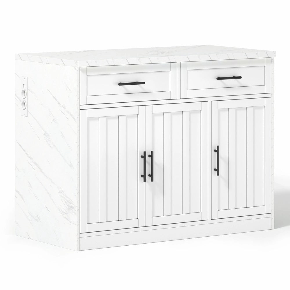 Isola Cucina con Prese Elettriche e USB ¨C Xylo ¨C Ripiani Regolabili, Portasalviette, 120x60x91 cm