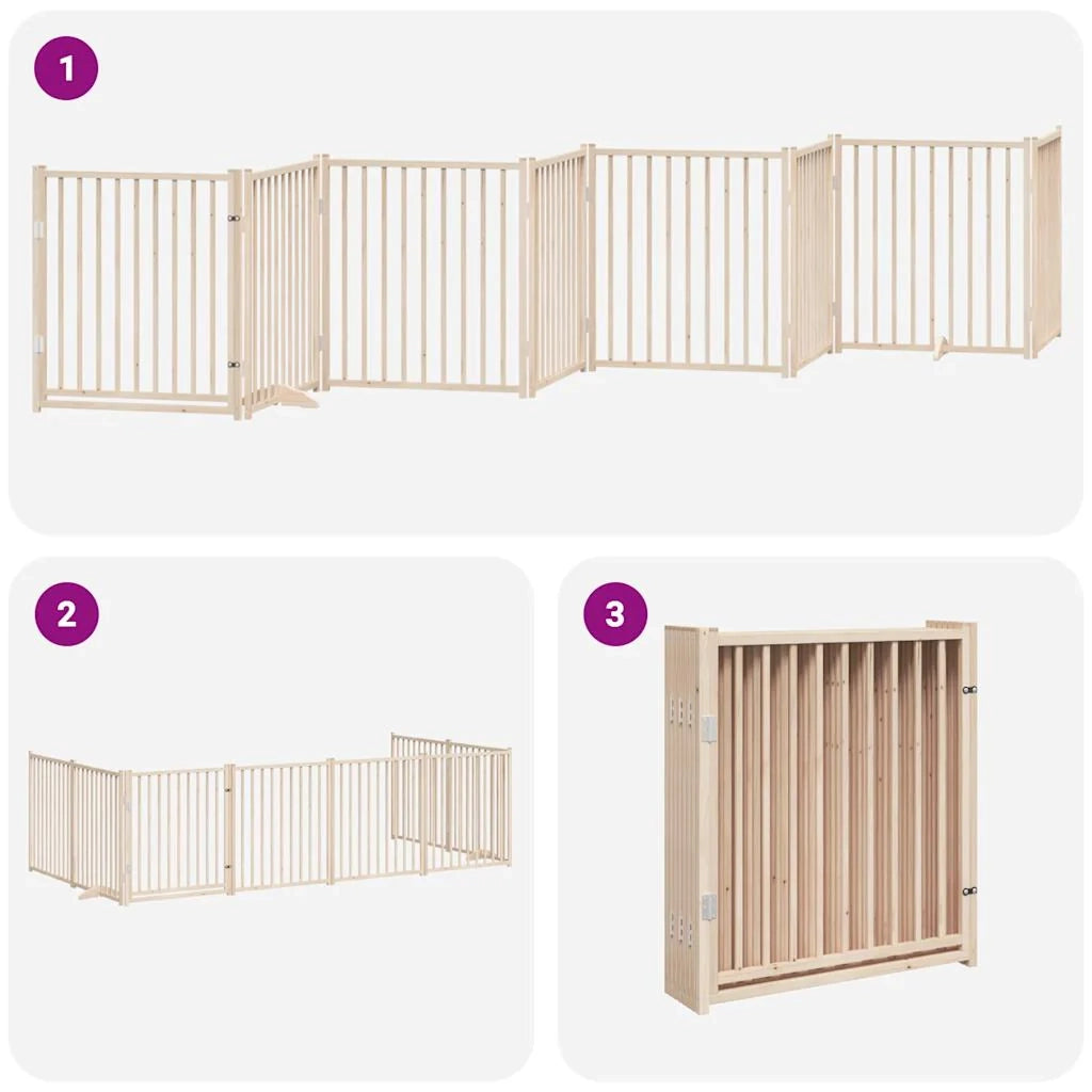Cancelletto di sicurezza per animali domestici porta pieghevole 8 pannelli legno di pioppo marrone 02_0023241