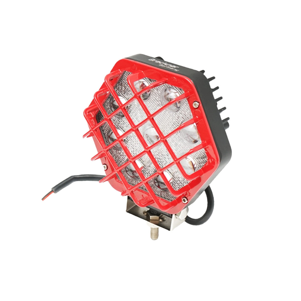 Lampada proiettore esagonale con griglia metallica rossa, 9 LED, angolo di radiazione 30°, DC 10-80V, 27W, Breckner Germany
