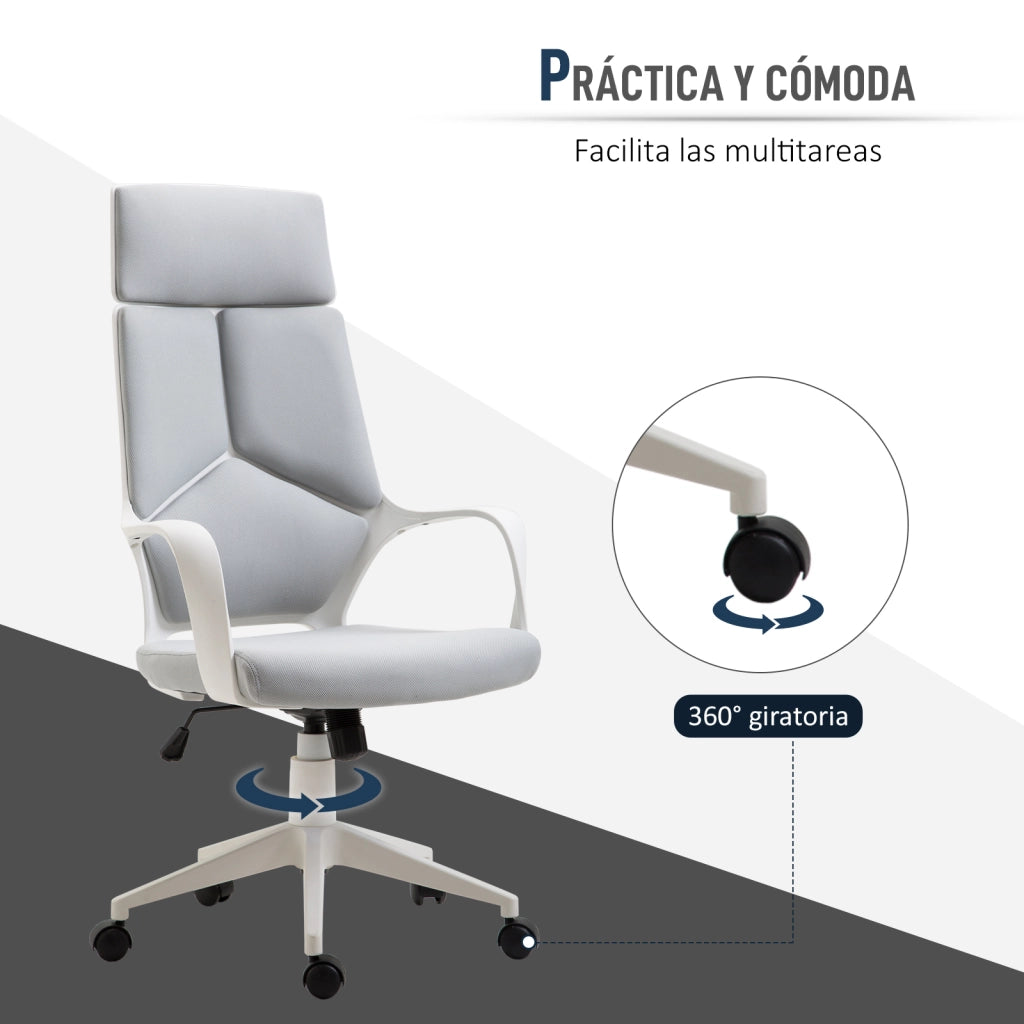 Sedia da Ufficio Giratoria con Schienale in Rete e Altezza Regolabile ¨C zephmum ¨C Grigio 63x63x117-127 cm