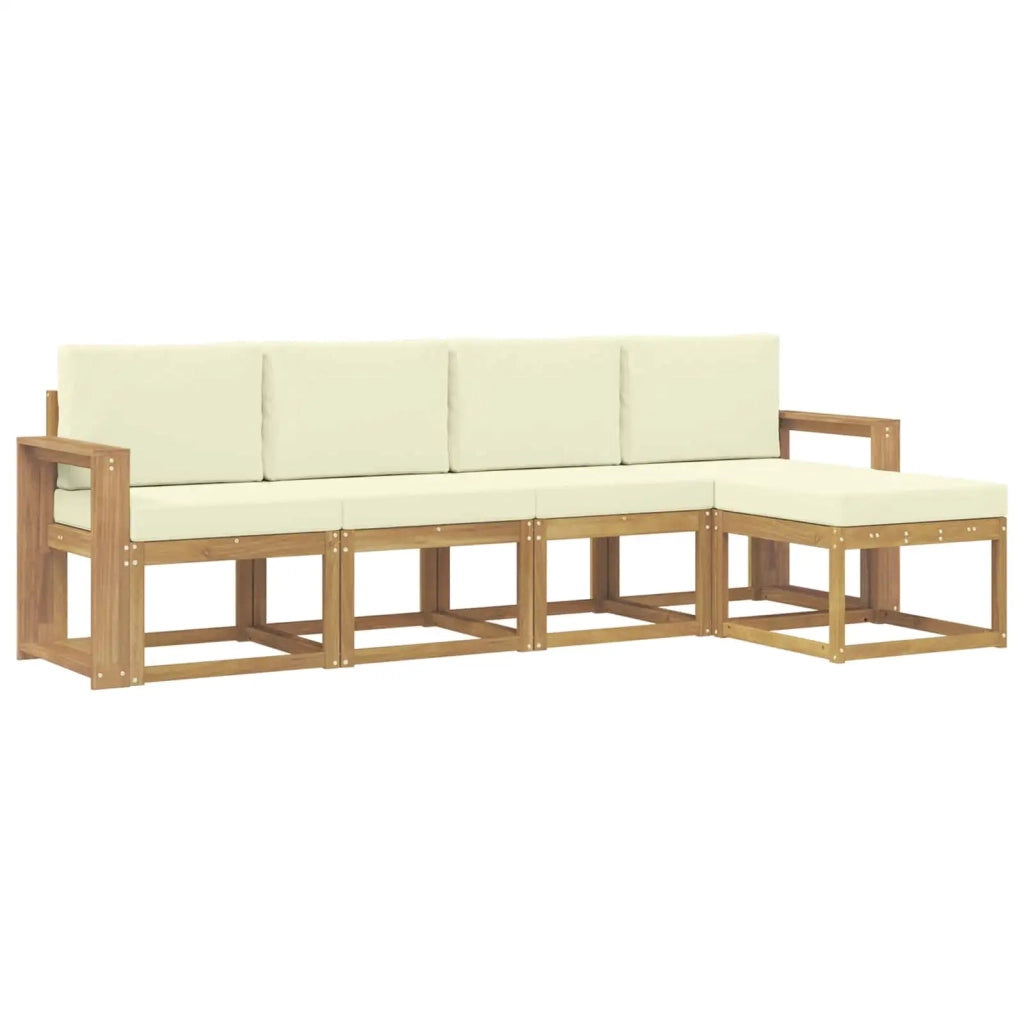 Set di divani da esterno 5 pz Bianco e Crema 3387494