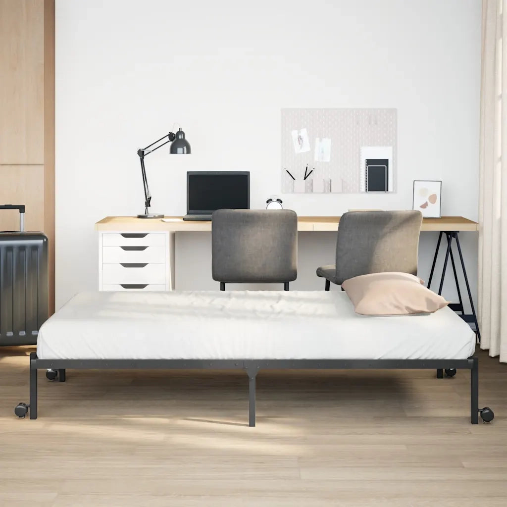 Giroletto senza Materasso Pieghevole Nero 90x200 cm in Acciaio 4103960