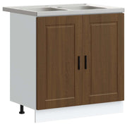 Mobiletto per Lavabo | Armadio Lavabo Porto 2 pz Marrone Legno multistrato