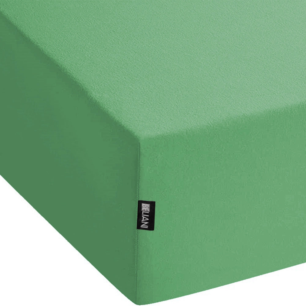 Lenzuolo con angoli cotone verde 140 x 200 cm con bordi elastici modello classico a tinta unita camera da letto classica