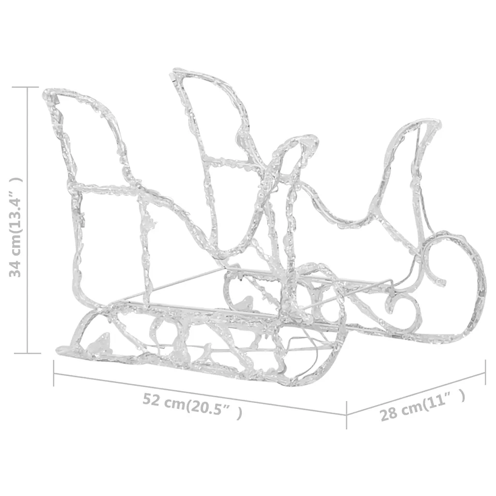 Decorazione Natalizia Renne e Slitta 280x28x55 cm in Acrilico 289980