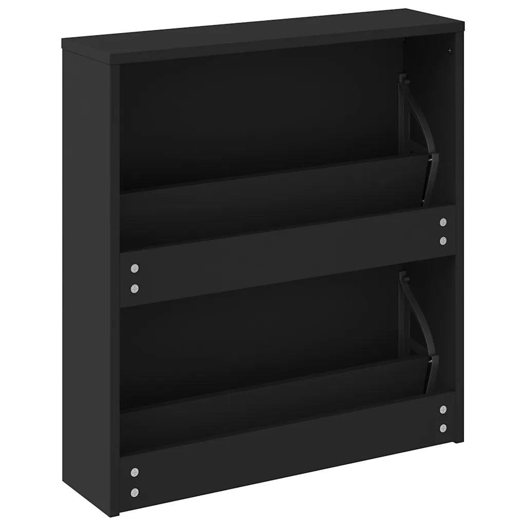 Scarpiera con Specchio a 2 Livelli Nera 63x17x67 cm cod mxl 40700