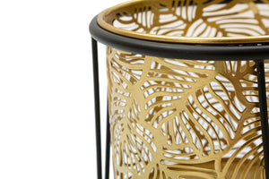 Set 2 Portavasi Ø21x40-19x22 cm in Metallo Nero e Oro