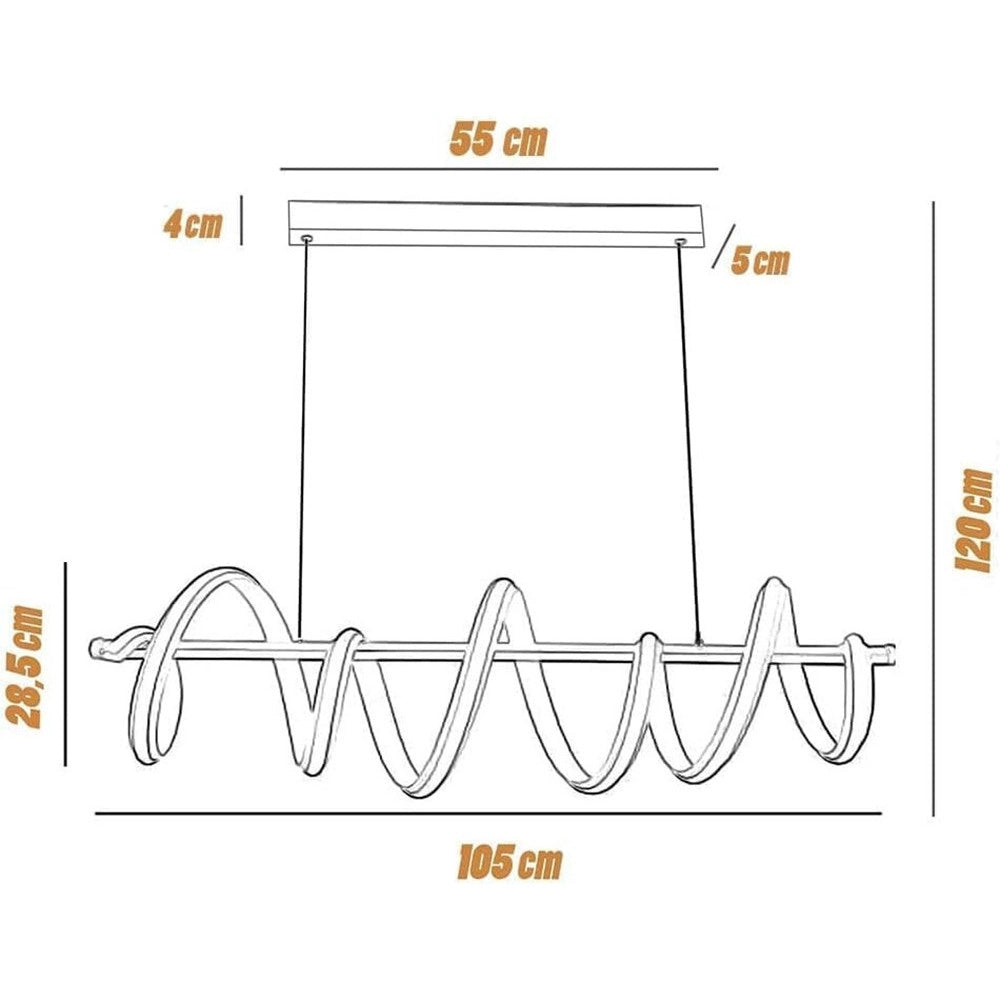 Trade Shop - Lampadario Led 60 Watt Lampada Twist Bianco Stilizzato Tecnologia Cct 3000k-6500k A68-b3c -
