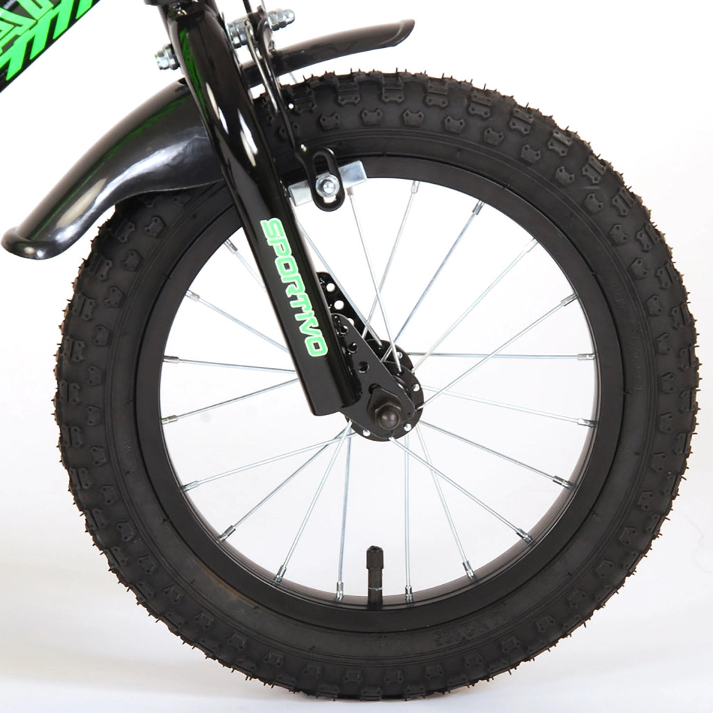 Bicicletta per Bambini 12" Stabilizzatori e Freni Caliper Verde