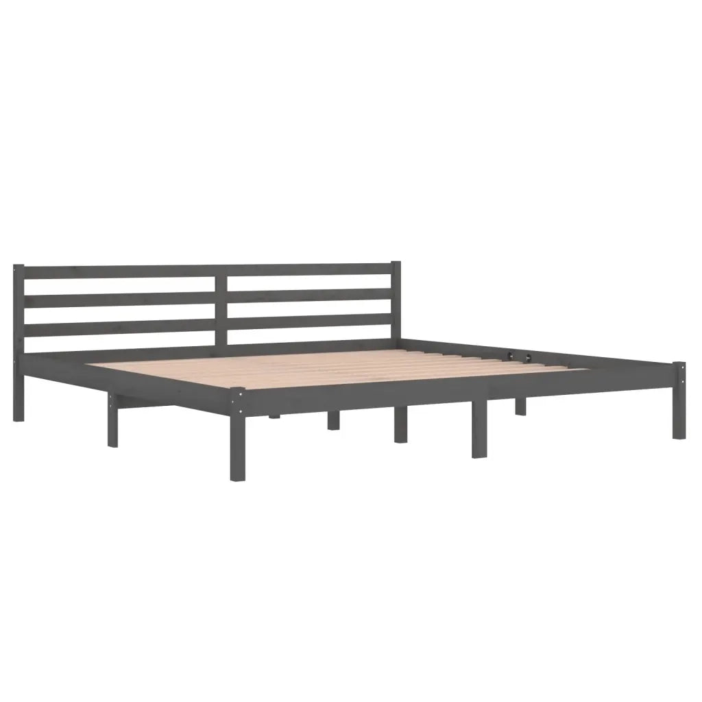 Giroletto-Struttura Letto in Legno Massello di Pino 200x200 cm Grigio 956801