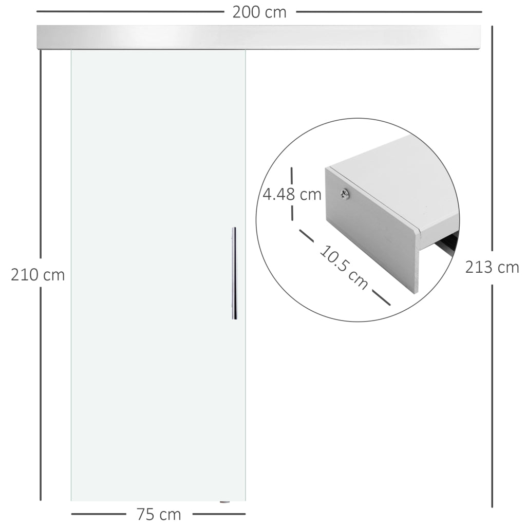 Porta Scorrevole in Vetro ¨C zephmum ¨C Trasparente Alluminio 210x75cm