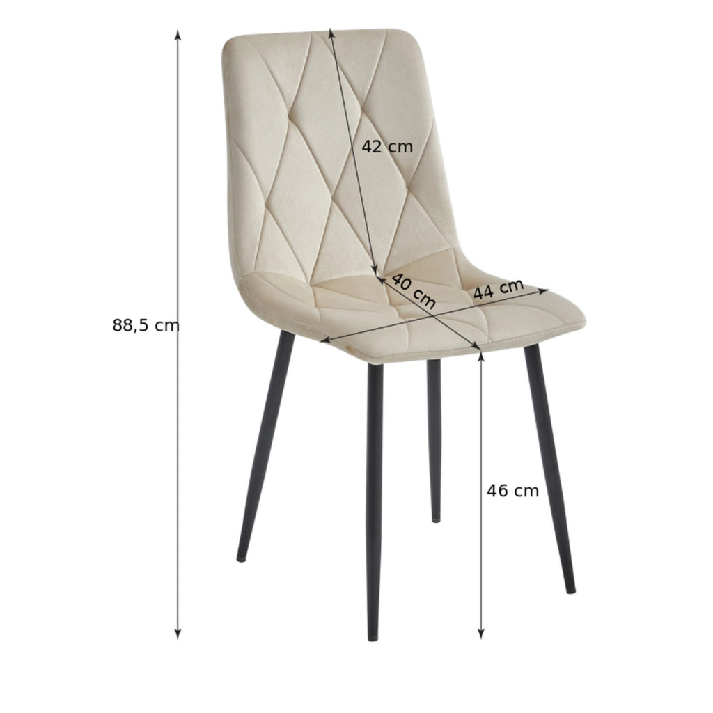 Sedia LIBRA in velluto nero con gambe in metallo