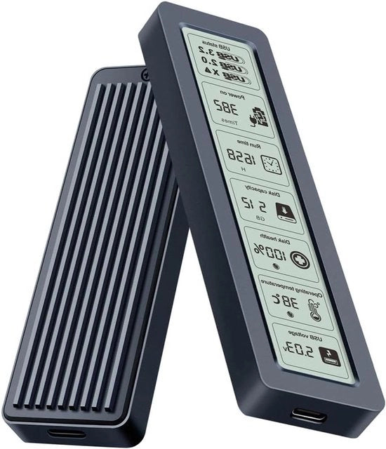 Allestimento M.2 NVMe con connettività USB e display di schermo intelligente - 5 Gbps USB 3.2 Type C - Gestione dati migliorata.