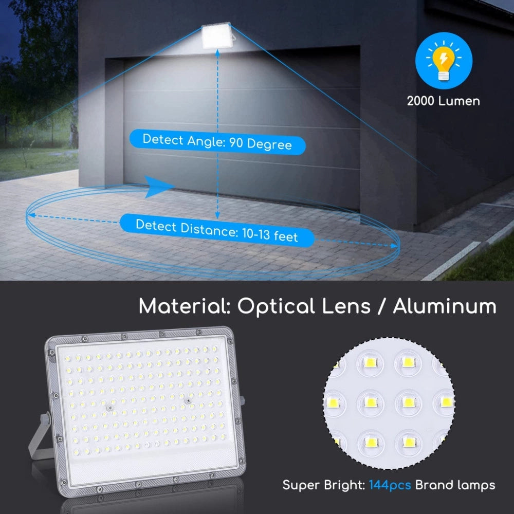 Trade Shop - Faretto Faro Led Solare 200 W Telecomando Ip65 Luce Bianco Fredda 6500k Fso-200 -