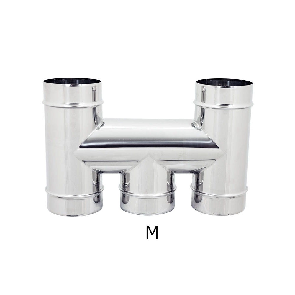 Fumaiolo terminale da 220mm modello ad h inox aisi 304 base tonda con innesto m maschio