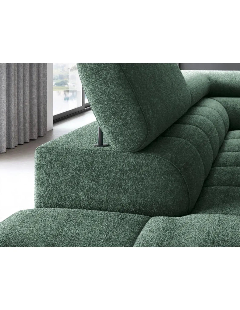 Canapé d'angle gauche convertible Vert foncé 5 places FERRUM style industriel 276x93x200cm