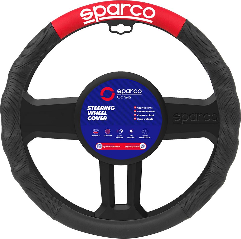Coprivolante SPC1111 auto universale nero e rosso poliestere 38cm