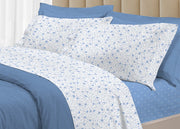Completo Lenzuola Letto 100% Cotone Italy 3027 Disegno Melody - Piazza E Mezza - Azzurro