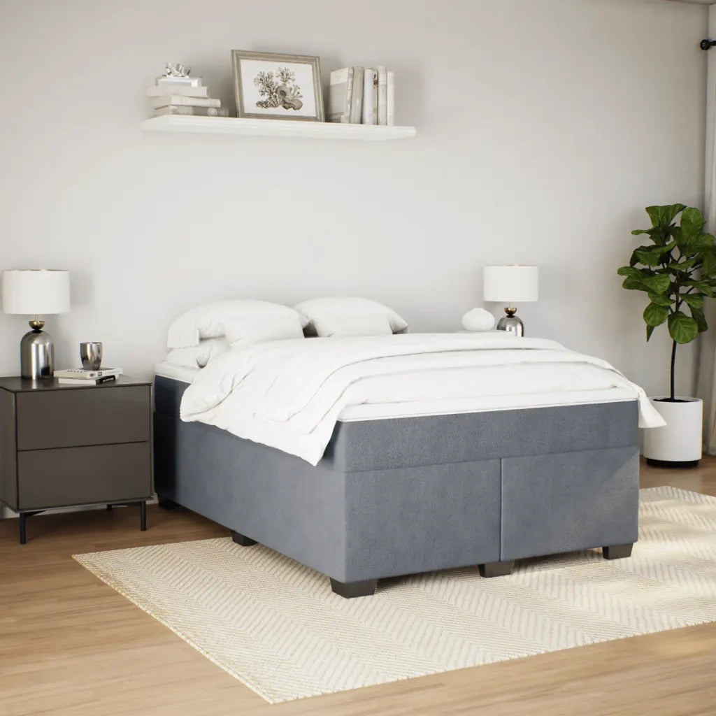 Giroletto a Molle con Materasso Grigio Scuro 140x190 cm Velluto