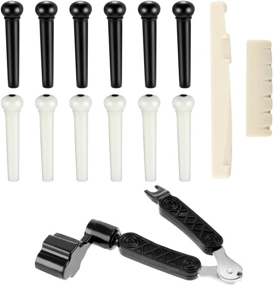 Accessori per chitarra acustica - Set di 15 pennelli di sostituzione - Bianco/Nero - Accessori per chitarra - Adatto per chitarre acustiche