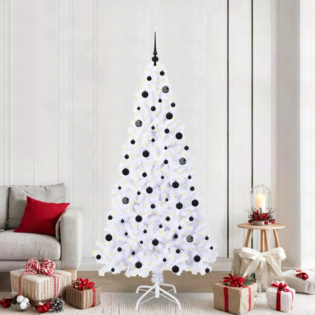 Albero di Natale | Decorazioni natalizie artificiale Bianco 210 cm PVC e Acciaio
