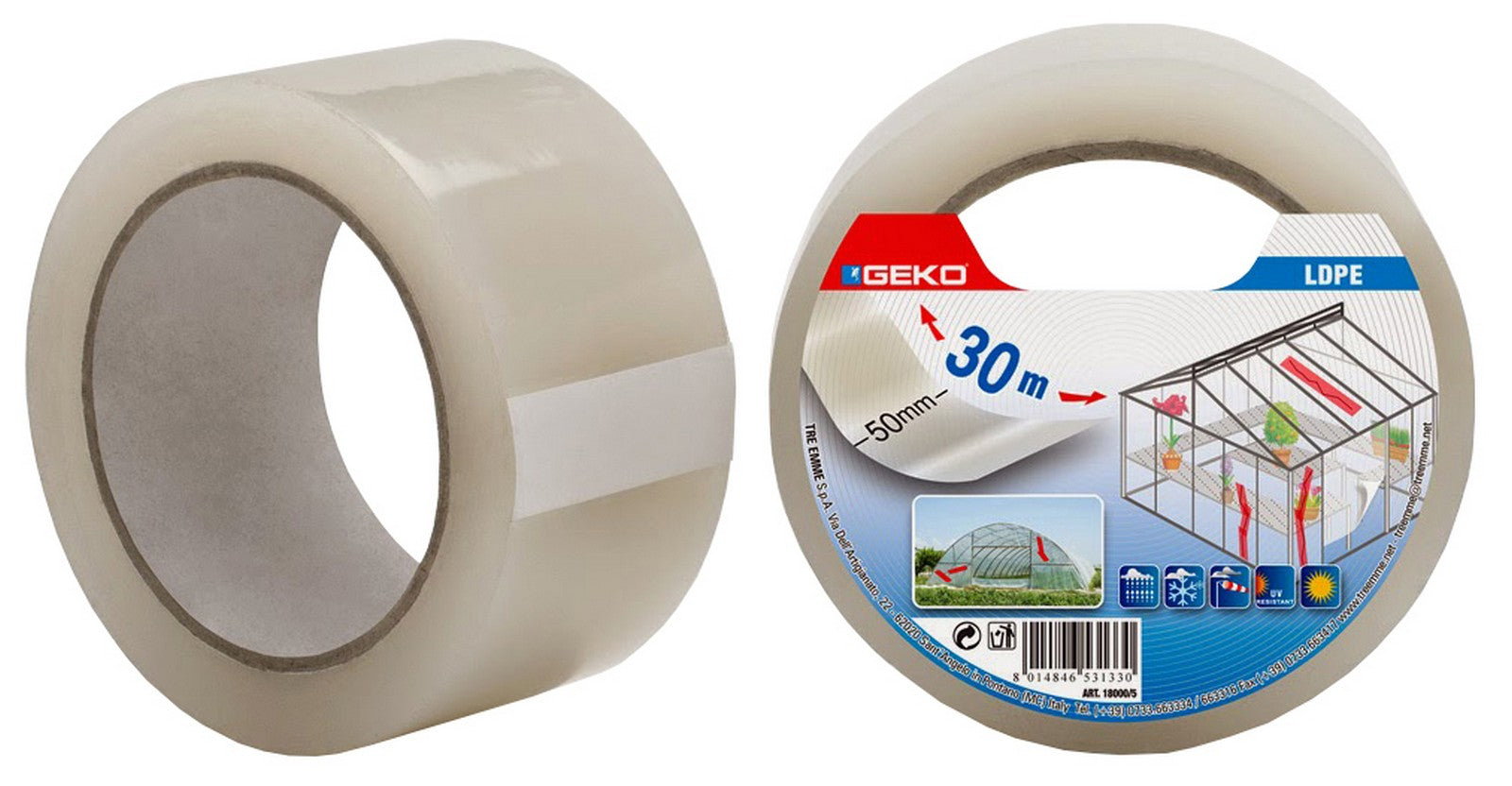 nastro ripara serre geko mm 50x30 mt trasparente per riparare teli e serre cod:ferx.96982