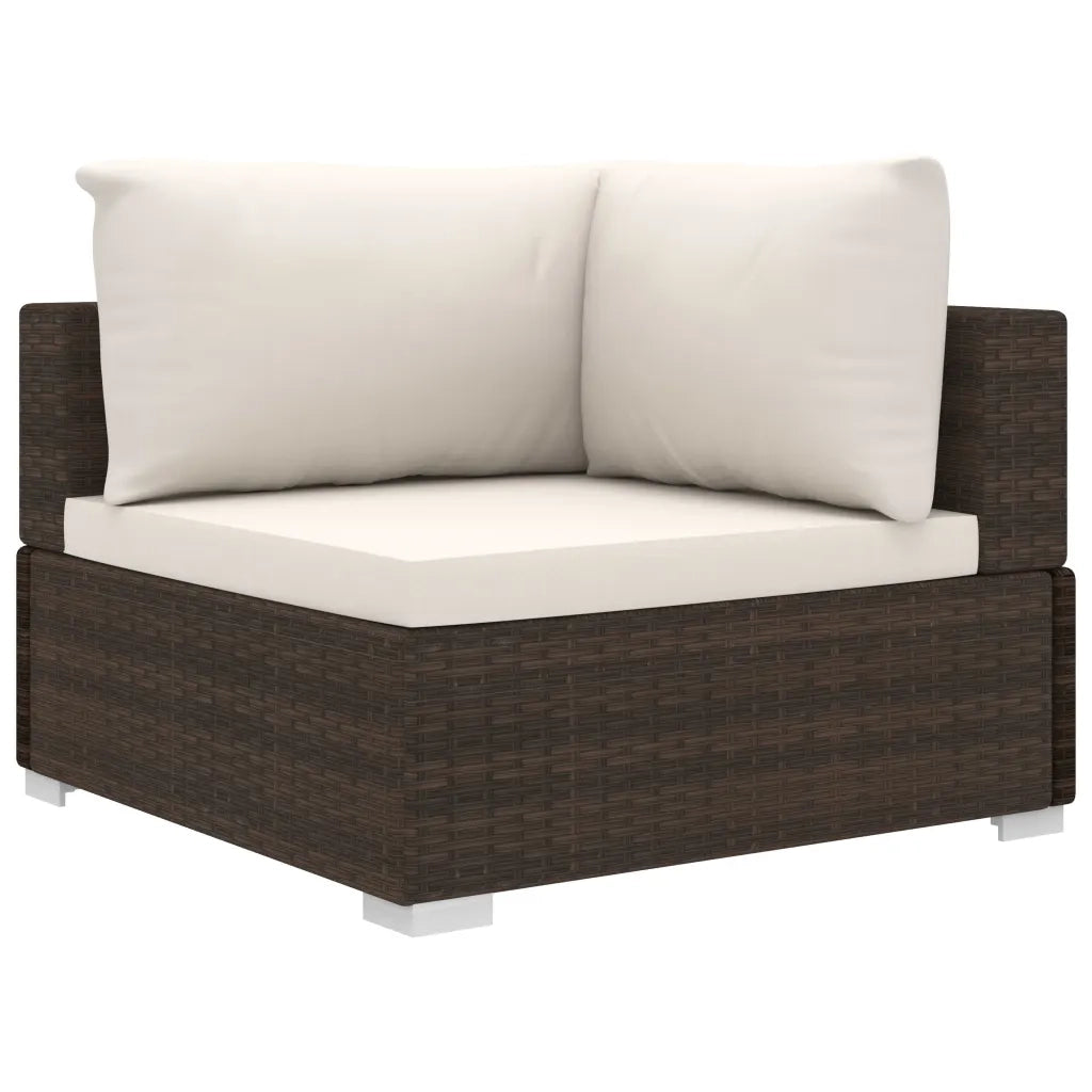 Set Divani da Giardino 4 pz con Cuscini in Polyrattan Marrone 46777